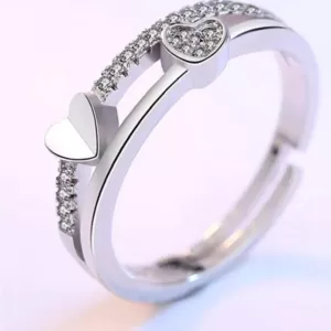 Sterling Silver 22mm Adjustable Heart Ring