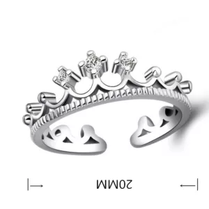Sterling Silver 20mm Adjustable Crown Ring