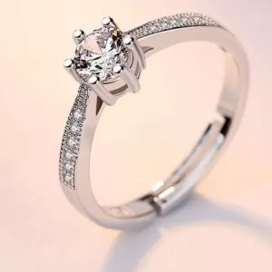 Sterling Silver 22mm Adjustable Diamante Ring