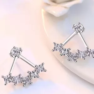 Sterling Silver Four Stone Diamate Peekaboo Earrings