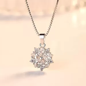 Sterling Silver Sweet Pink Crystal Necklace